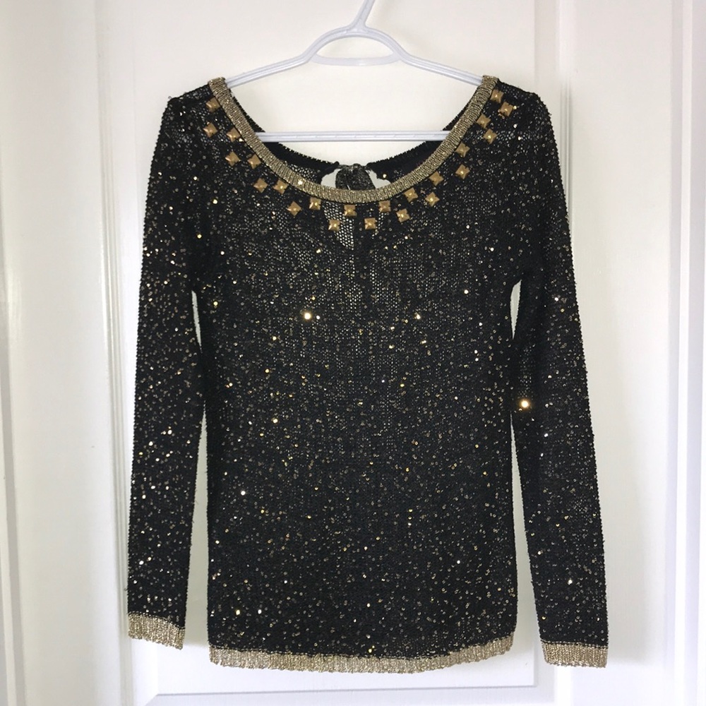 Gold & Black Sequence Top